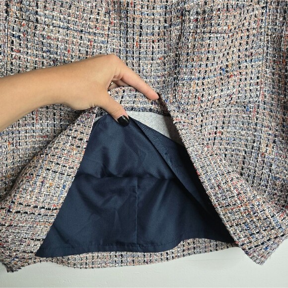 Ann Taylor LOFT Tweed Pocket Shift Skirt Navy Lined Office Career Wear Size 12 - Picture 5 of 11